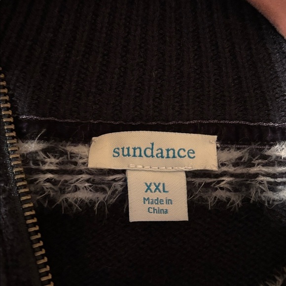 Sundance Black and White Zip-Up Sweater - Picture 3 of 4